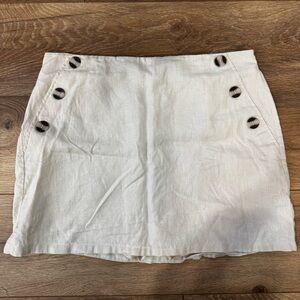 Tahari Casual Skort Tan Full Linen Sailor-Style